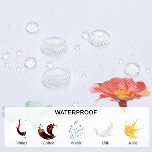 Tovaglia Rettangolare Floreale, Tovaglie Foglie Fiore Selvaggio Lavabile, Copritavolo in Tessuto Stampato Resistente Per Ristorante Primavera Estate Cucina (140x180cm) - immagine 4