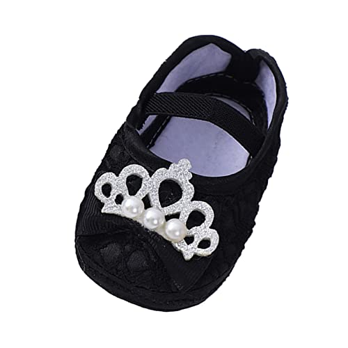 Baby Shoes Fashion Soft Sole Toddler Shoes Pearl Dress Flower Princess Shoes Toddler Shoes Gold Toddler Shoes (Black, 4 Infant)