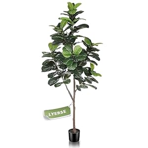 Artificial Fiddle Leaf Fig Tree – 6.5ft Faux Ficus Lyrata Plant with 108 Fiddle Leaves Fake Fig Silk Tree in Pot Artificial Tree for Indoor Outdoor House Home Office Perfect Housewarming Gift