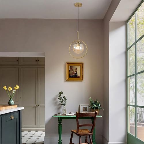 Lampe suspendue en verre doré réglable pour îlot de cuisine