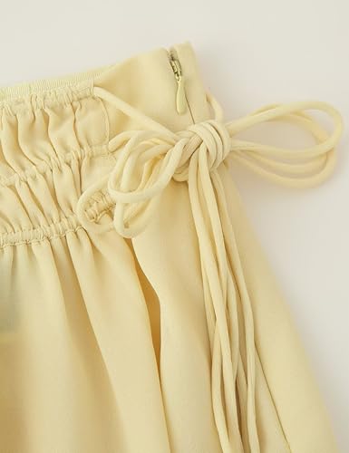 Wanzetaly Women's Knotted Chiffon Long Skirt Doubble Split Boho Skirt High Waist Pleated Skirts4