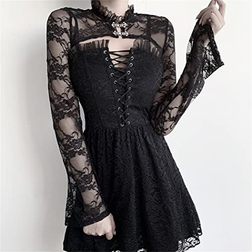 Image of Bolero Shrug Top Trad Goth Black Shawls and Wraps for Evening Dresses Short Cardigan