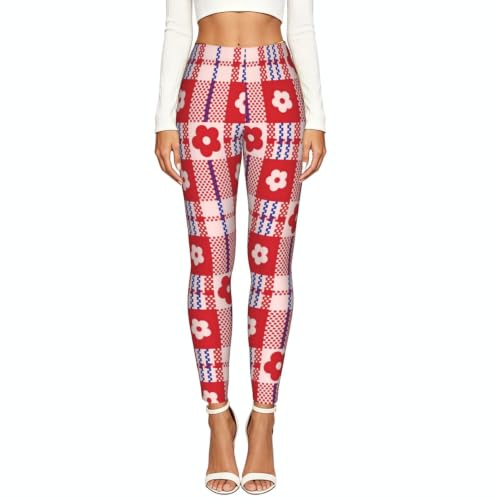 Mallas elásticas de flores rojas pantalones cómodos de gimnasio 2