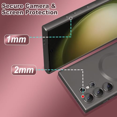 Image of DIZORO Samsung S25 Ultra Case, Compatible with Mag Safe Back Cover, Matte Luxury Metallic Luster Flexible TPU Wireless Charging Shockproof Case with Camera Protector (Metallic Silver)