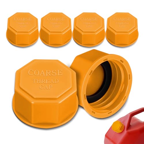 Surosha 6PCS Gas Can Caps 5 Gallon Gas Can Cap with Coarse Thread for Gasoline Portable Plastic Gas Tank Lid Replacement Universal Fuel Tank Accessories for Improved Sealing and Transportation