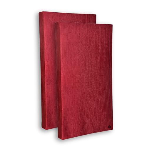 Image of Acoustic Rockwool Sound Absorption Panels 24 inch x 48 inch x 1.5 inch (Set of 2) | NRC 0.9 Noise Reduction Wall Panels | Rock Wool for Soundproofing Studio, Home & Office (Red)