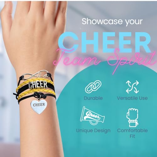 Sportybella Cheer Charm Bracelet- Infinity Love Adjustable Cheerleading Jewelry in Team Colors For Cheerleaders2