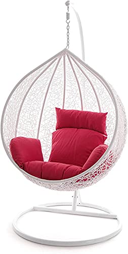 JDS Kart Hammock Swing with Powder Coated Iron Stand for Kids and Adult, Sofa Cushion & Hook Outdoor/Indoor/Balcony/Garden/Patio (White & Red Combination)