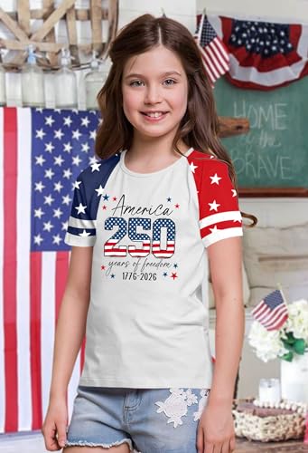 Image of Ithalt Boys Girls USA Shirts Kids 4th of July Shirts American Flag Tshirt Patriotic Top Independence Day Outfit 5-13y