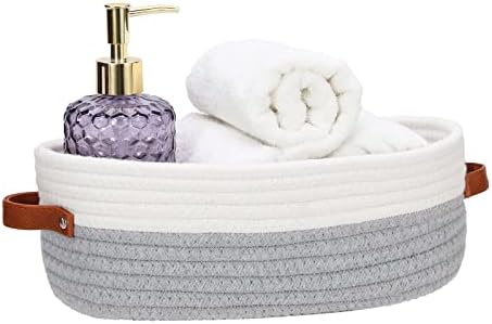 Amazon.com: HLWDFLZ Bathroom Countertop Organizer Basket, Cotton Rope ...