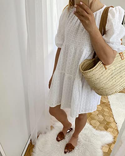 Bolso de paja francés con asas de cuero tipo tote miniatura 7