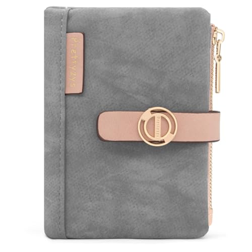 REETEE Monedero Mujer Cuero PU Carteras de Mujer Pequeñas Formato Corto Billetera Mujer con Cremallera, Monedero Tarjetero Mujer con 7 Ranuras para Tarjetas y Bolsillo Monederos (Gris Oscuro)