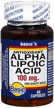 Basic Vitamins Alpha Lipoic Acid 100 mg Capsules - 60 ct, Pack of 6