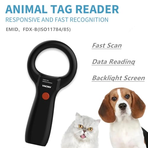 Anvese Scanner de microchip para animais de estimação recarregável por USB RFID EMID micro chip scan
