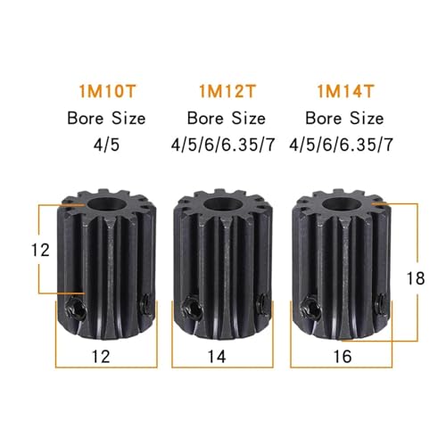 Engranaje recto de transmisión Módulo 1 con 14 dientes y calibre central de 4 mm 2