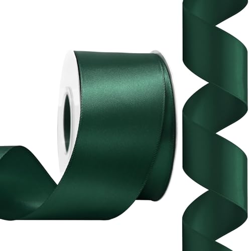 Rilisili Spruce Satin Ribbon 2 Inch 25 Yards Double Faced Polyester Satin Ribbons for Gift Wrapping DIY Crafts Weddings Invitations Flower Bouquet Bow Making Home Decor Sewing