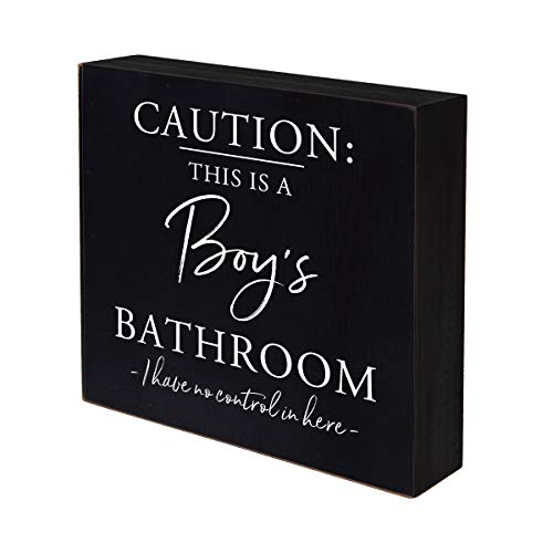LifeSong Milestones Cute Farmhouse Bathroom Signs Rustic Wooden Box Sign-Bath Signs for Bathroom Decor Funny Quotes for Men Women-Modern Bathroom Wall Art Hanging Decorations Boys Bathroom(Black)