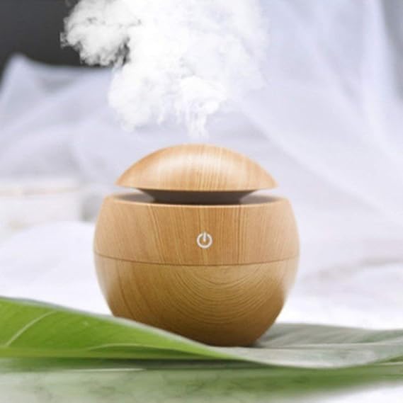 Magic Wooden Cool Mist Humidifier, Essential Oil Diffuser with LED Color Changing Light, Light Wood, Cylindrical, 300ml Capacity, for Car, Office, Babies, Home-image-16