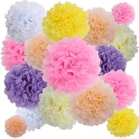 MAKFORT Set van 15 pompons, decoratie, kleurrijk zijdepapier, pompons voor bruiloft, verjaardag, feest, rood, roze, wit (3 stuks x 30,5 cm/6 stuks x 25 cm/6 stuks x 15,5 cm