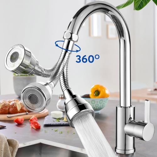 Image of Kitchen Faucet Aerator - 360 Rotatable, 3 Flow Modes, Anti-Splash, Water Saving Sink Faucet (Big+Medium-Both, 2)