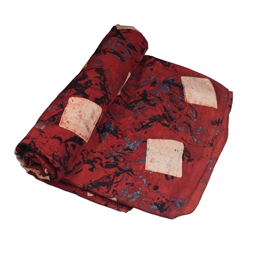 Image of Ethnics of Kutch Womens's Ajrakh Modal Silk Natural Dye Hand Block Print Unstitched Kurta Fabric