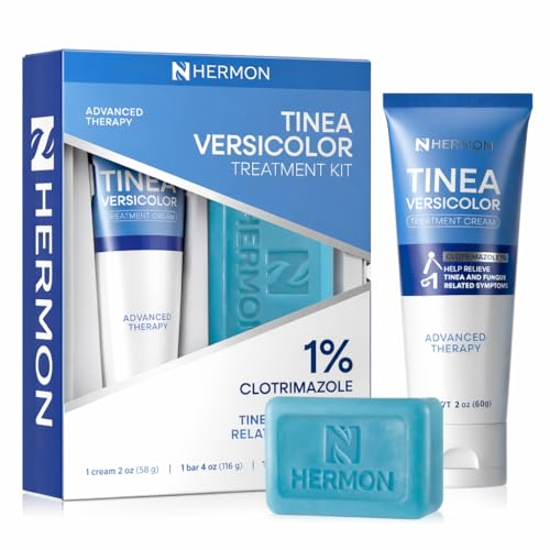 Hermon Tinea Versicolor Treatment Cream & Soap: Clinically Proven Cream for Athletes Foot Tinea Versicolor Jock Itch Ringworm - Soothes Cleanses and Restores Skin Health