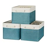 Bidtakay Basket Storage Bins with Handles Fabric Large Storage Baskets for Organizing Set of 3 Collapsible Rectangular Basket for Shelves Closet...