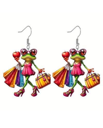 HUVZOR 1 par Vintage Rana Oreja Chaqueta Pendientes Colgantes Rana De Plata Ranas En Forma Chaqueta Pendientes Pequeños Animales Lindos Aretes Joyas Para Mujeres Y Niñas Regalos(Compras coloridas)