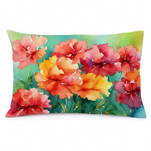 Caroline's Treasures DAC1697PILLOWCASE Ohio Scarlet Carnations in Watercolor Fabric Standard Pillowcase Lightweight Super Soft Easy Care Decorative Artwork Pillowcase, Standard