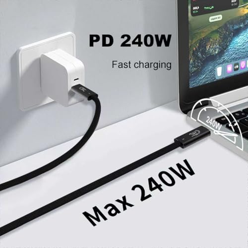 Image of 80Gbps USB4 Cable for Thunderbolt 5, 3.3FT Braided USB C to USB C Cable, Up to 120Gbps Bandwidth, 240W PD3.1 Charging, 16K /8K Display, Compatible with Thunderbolt 4 /3, MacBook, iPhone17, SSD, Docking