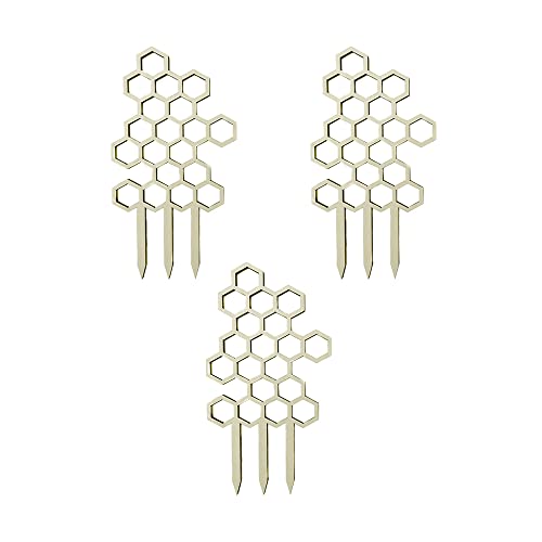 SagaSave 3 Pcs Wooden Hanging Houseplant Trellis for Climbing Plants Indoor Potted Plant Small Climbing Plant Trellis Supporting Tool (Honeycomb Shaped)