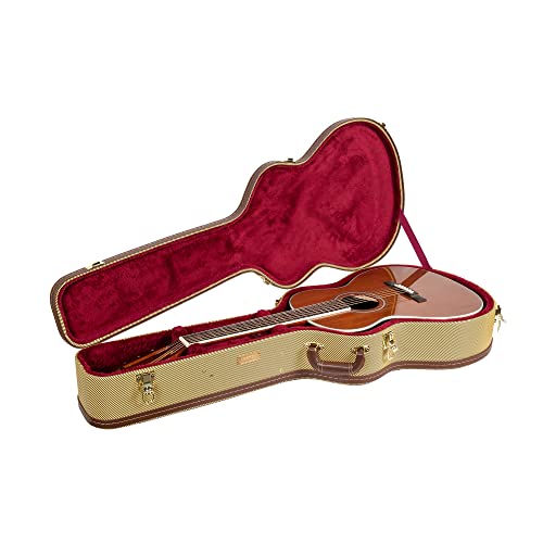 Crossrock Wooden Guitar Case fits 12-Frets 000/OM Acoustic Guitars - Stainless Steel Latches, Sponge...