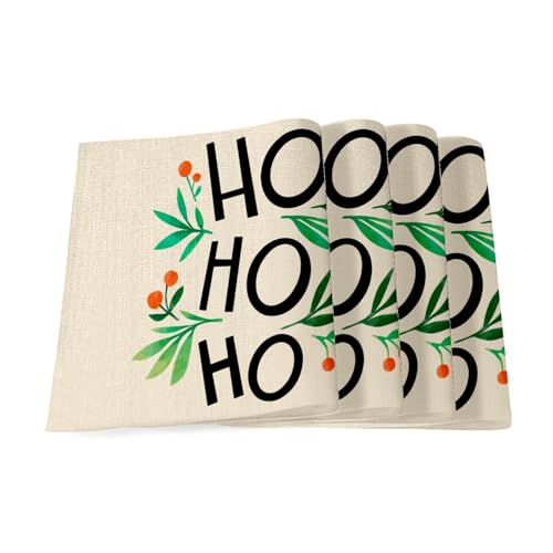 Sets de table en lin Noël motif feuille de gui 40cm