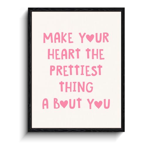 Motivational Quote Wall Art, kind heart message, pastel minimalist wall decor, matte finish framed...