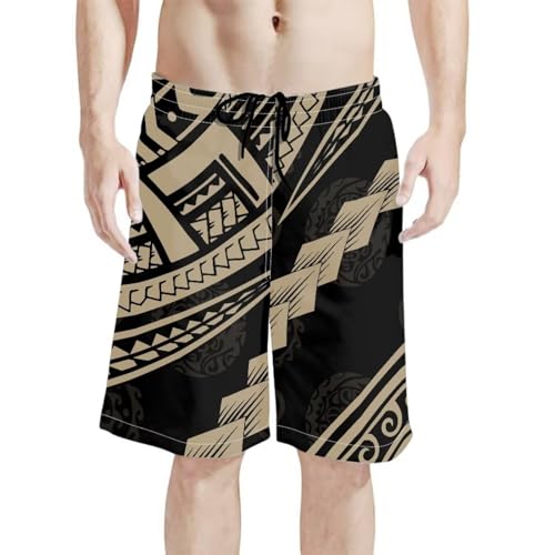 Swim Trunks for Men Polynesian Puletasi Traditional Board Shorts Quick Dry Swimwear Bathing Suits with Pockets