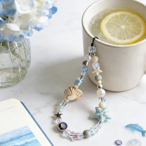 Image of Cute Beaded Camera Wrist Strap for Phone, Digital Camera Charm Lanyard, Pearl Beaded Chain for Bag Keychain Gift