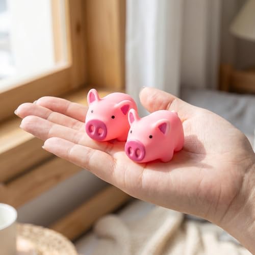 Image of Goaste 100 Pieces Mini Rubber Pigs Bulk, Pink Bathtub Piggy Set, Cute Floating Squeaky Piggies, Tiny Float Squeak Pig for Shower, Birthday Party, Halloween, Class Carnival Prizes