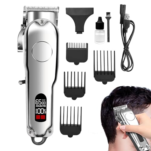 Kit de corte de pelo para hombres – Afeitadora inalámbrica USB,Kit de corte con 4 peines de guía – para papá marido animal doméstico pequeño amigo cabeza barba peluquero