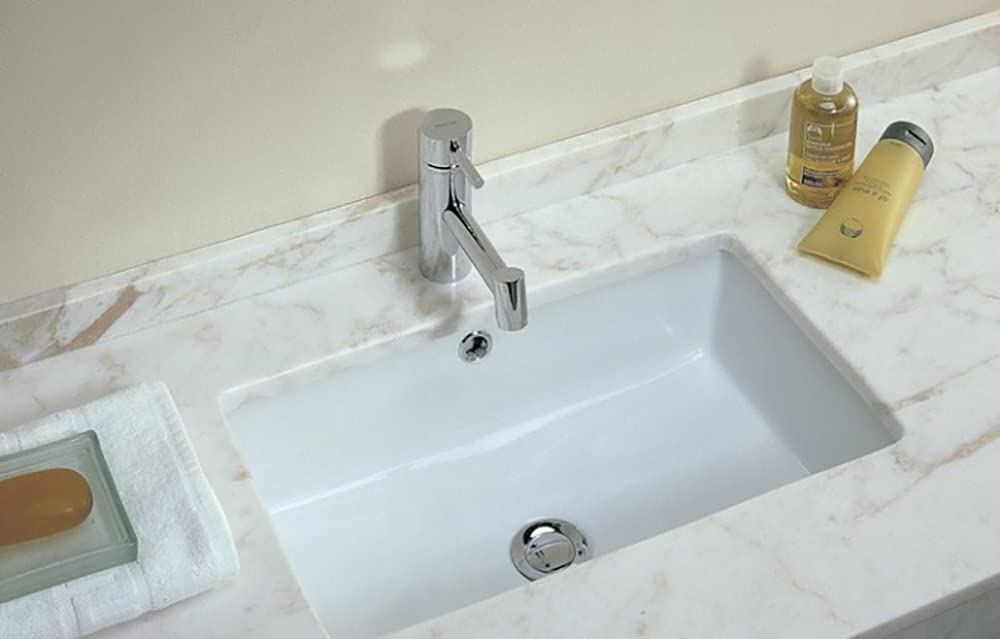 Agres - Lavabo Bajo Encimera de Porcelana Blanca 55x35x13 cm | Rectangular con Rebosadero | Ideal para Muebles de Baño con Fondo de 46 cm