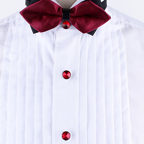 Hawson Tuxedo Shirt Studs Set Black Color With Austrian Crystals In Red #TOP1