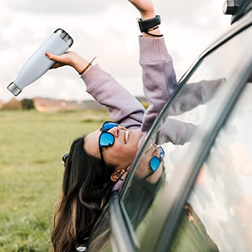 Hasle Outfitters 17Oz Stainless Steel Water Bottles Bulk, Vacuum Insulated Water Bottles Double Walled Powder Coated Reusable Metal Sports Water Bottles Keep Drinks Hot And Cold, White, 8Packs #TOP6