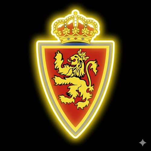 Escudo de futbol liga 2º division del ZARAGOZA Club,medidas metacrilato 40x35cm aproximadamente dependiendo el diseño del escudo con neon led,metacrilato y vinilo color.Alimentacion 12v,cable 2m