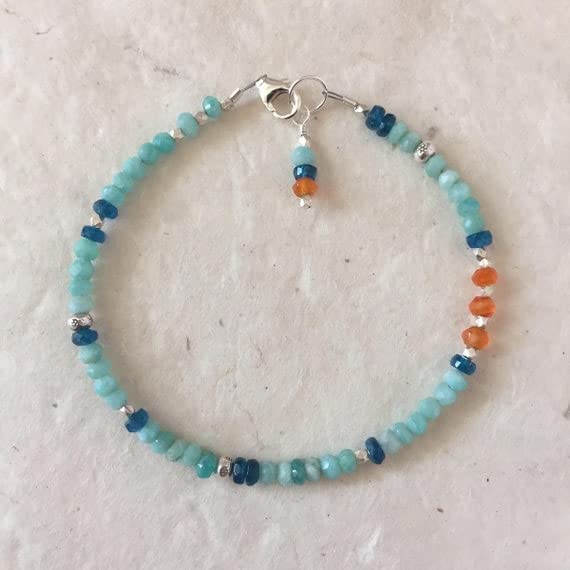 Bracelet quartz bleu amazonite cornaline pour un style bohème chic - 2