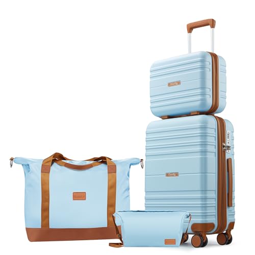 CASELLY Luggage Sets 4 Piece 20 Inch Expandable Carry On Suitcase with TSA Lock & Spinner Wheels Lightweight Travel Luggage Sets with YKK Zippers Fathers Day Gift for Dad Men Him Husband