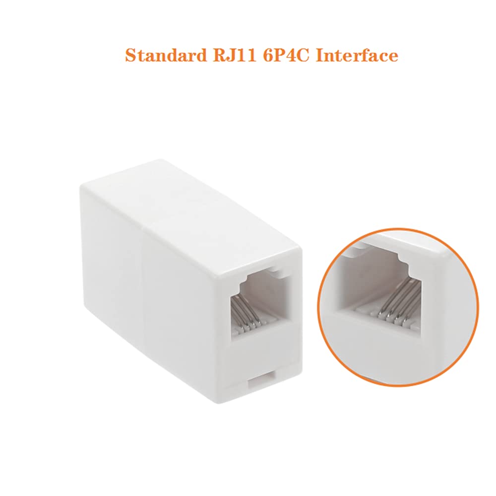 Łącznik RJ11, prosty łącznik telefoniczny RJ11 6P4C Inline Keystone Jack żeński do żeńskiego prosty kabel telefoniczny przedłużacz adaptera (biały 5 szt.)