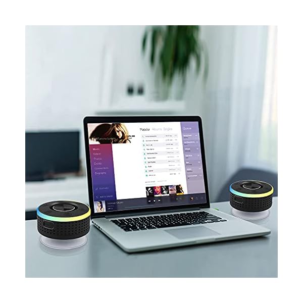Bluetooth Shower Speaker, Portable Speaker Bluetooth 5.3 with Suction Cup, Wireless Speakers Waterproof IP7, RGB Lights, Built-in Mic, Small Speakers for Bathroom, Party, Beach, Pool 2024 new, Black - Image 5