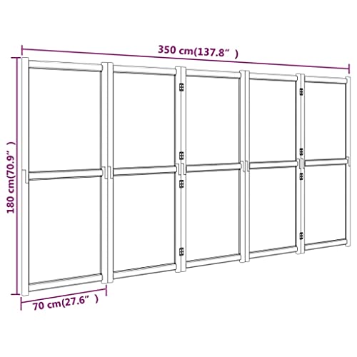 vidaXL Raumteiler 5-TLG. Trennwand Stellwand Paravent Spanische Wand Sichtschutz Umkleide Faltwand Raumtrenner Holz Schwarz 350x180 cm