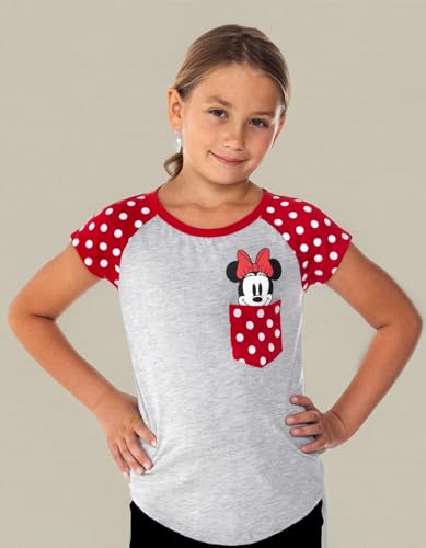 Disney Youth Girls Minnie Peeking Pocket Tee Grey Medium4