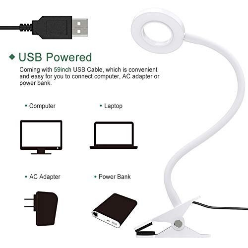 GLORIOUS-LITE LED Clip on Light, 36 LED Reading Light, 4 Modes Book Light, 360° Rotation Gooseneck Reading Lamp, Eye-Caring Clip on Lamp for Bed, Desk,Computer, Headboard, Dorm Room(White)