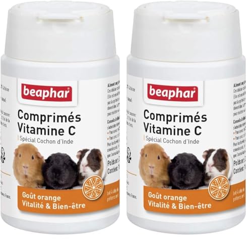 BEAPHAR – Comprimés de Vitamine C pour Cochon d'Inde – Goût Orange – Apporte vitalité et Bien-être – Répond aux Besoins des cochons d’Inde en Vitamine C – Bonne santé – 100 pièces (Lot de 2)